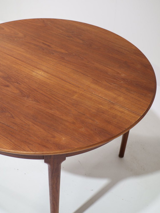 Image 1 of Extendable round dining table oval Danish teak vintage