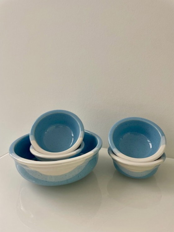 Image 1 of Kultakeramiikka Finland tray set blue/white (5-piece)