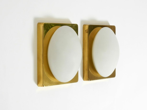 Image 1 of Twee koperen wandlampen uit de jaren 70 van Rolf Krüger voor Heinz Neuhaus Leuchten