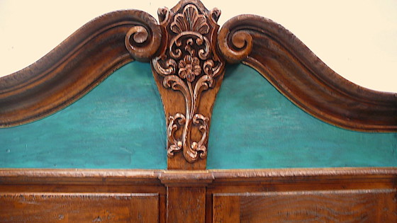 Image 1 of Armoire, meuble de salon, style historicisme XVIIe siècle, chêne massif + turquoise, belle facture