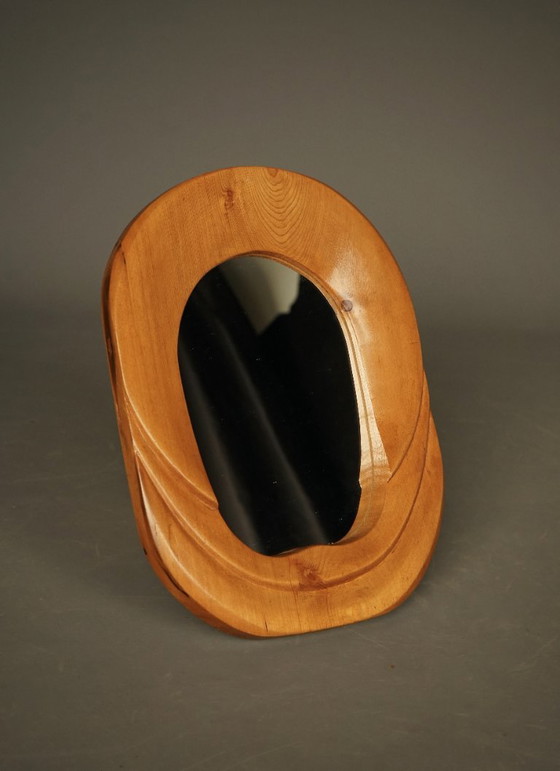 Miroir mural vintage en pin de style anthroposophique, années 1970 – Wood (photo 3 of 7)