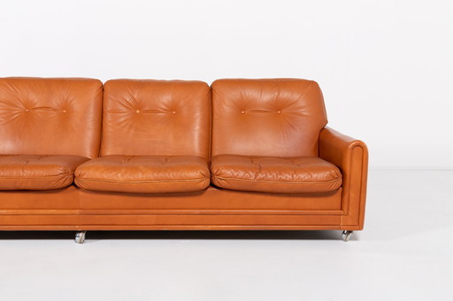 1960's Vintage Danish Modern Canapé en cuir cognac