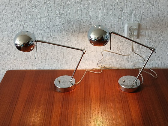 Image 1 of Eyeball Tafellampjes – Robert Sonneman Style - Vintage 