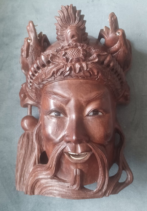 Decorazione murale antica in legno di radice raffigurante un drago cinese.