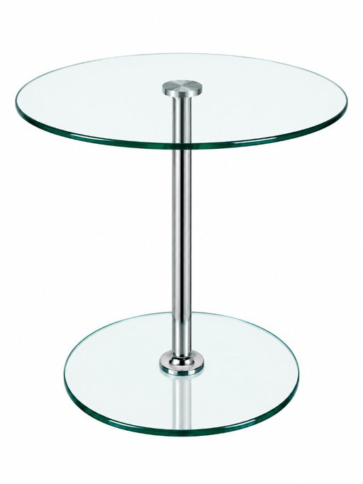 70er 80er Jahre Tisch Beistelltisch Coffee Table in Chrome Glas Space Age Design