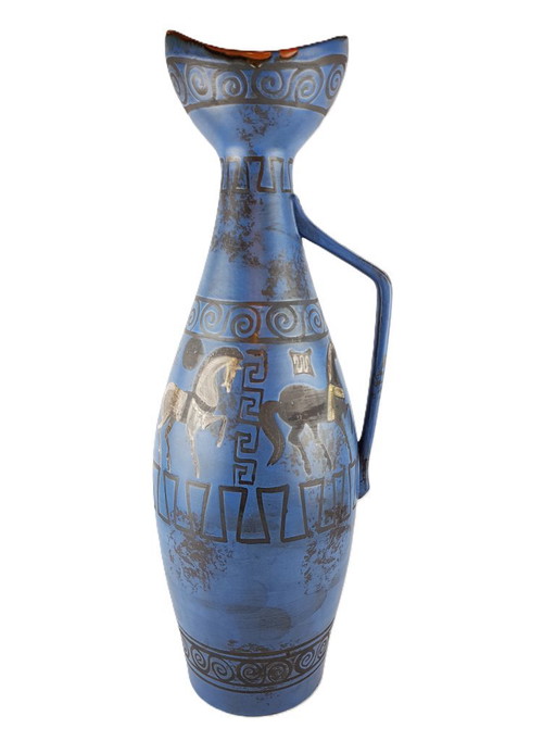 XL Vintage CERAMANO Ceramic Handle Vase "Pergamon" Decor - Hanns Welling Design, West German Pottery 1960s