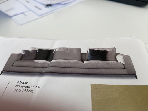 4 Minotti Andersen 3 Sitzplätze mit Fußhocker, Lendenstütze und Helligkeit