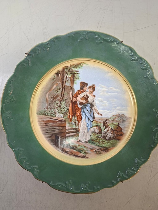 Piatto da parete in porcellana con scena di fattoria 23,5 cm