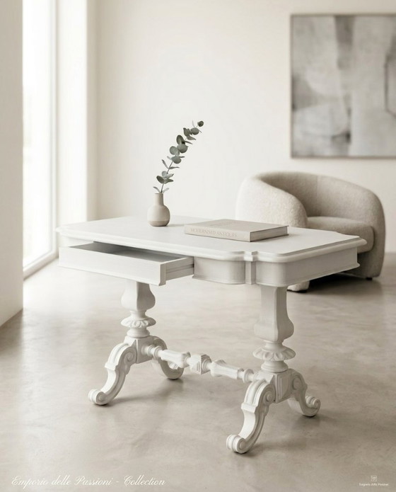 Image 1 of Louis Philippe walnut coffee table, 19th century, white lacquer