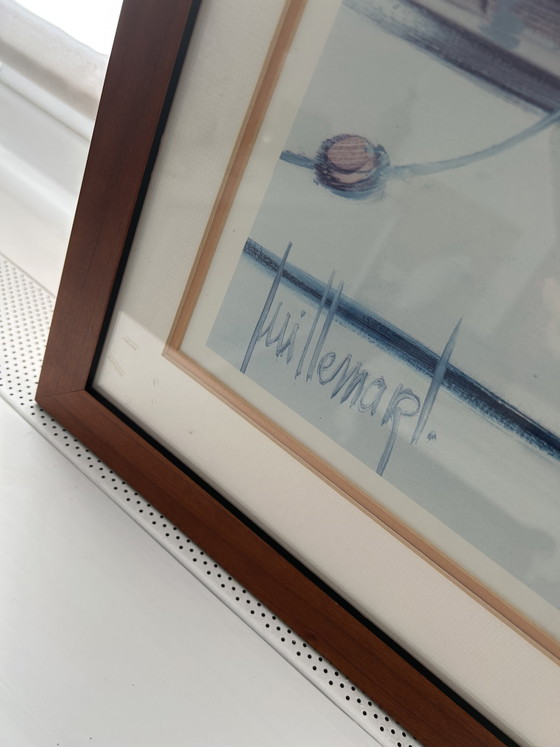 Maritiem Schilderij: "Nioulargue" Prent Gesigneerd Dominique Guillemard – Kersen Houten Lijst – Wanddecoratie (photo 3 of 5)