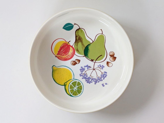 Image 1 of Vintage Melitta Fruit Pattern Serving Bowl, 1970s German Stoneware