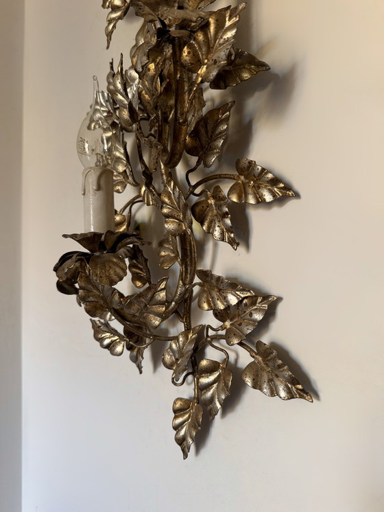 Image 1 of Florentine wall sconce with foliage design, 1960s