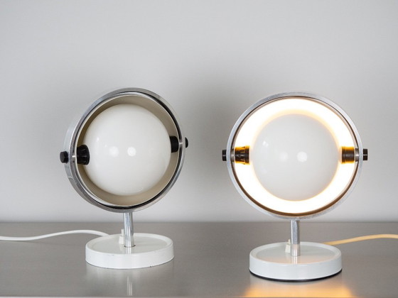 Pair of 2 Very Rare Moonlight Table/Wall Lamps by Flemming Brylle, 1960s – Pendant lamps, Aluminium (photo 9 of 11)