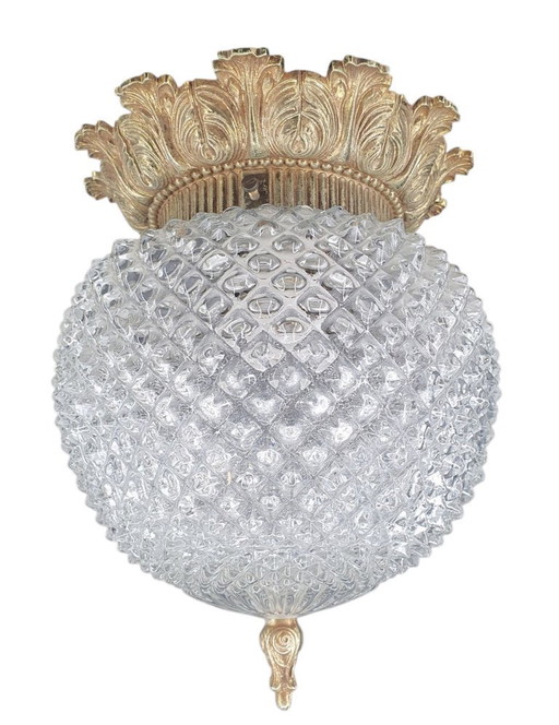 2246 Barock-Deckenleuchte mit Reliefglas und kupferfarbenem Rand