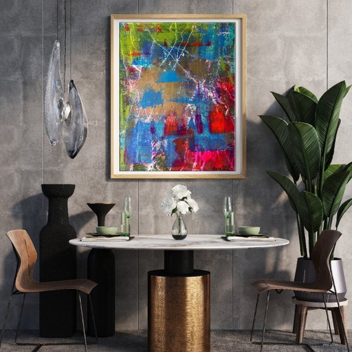 Original Acrylic Painting Abstract Expressionism Start – schilderijen tekeningen, Canvas (photo 2 of 7)