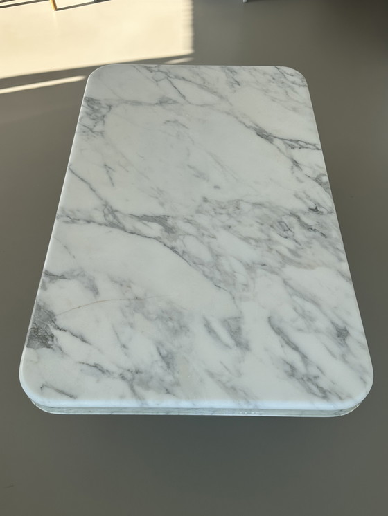 Image 1 of Vintage Carrara Bianco marble stone Italian coffee table 70s
