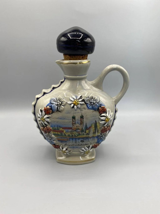 Alte Likörkaraffe aus Keramik – Souvenir aus Friedrichshafen – Deutschland – ca. – servies, Cork, Ceramic, Vintage
