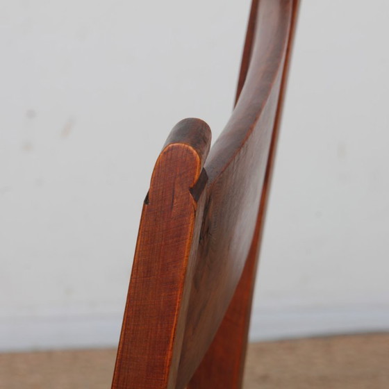 Image 1 of Set of 6 straw-seated wooden chairs, French work, 1950
