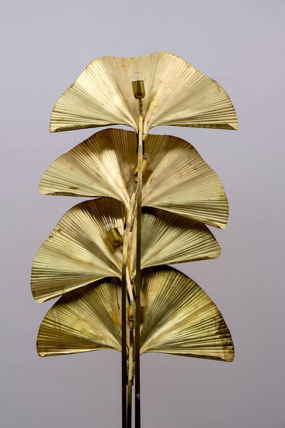 Image 1 of Tommaso Barbi Mid-Century Modern Italian Brass Floor Lamp "Ginkgo", 1970s
