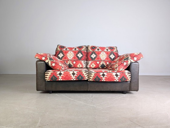 Image 1 of Original Giorgio Soressi Sofa Design Couch 1990 leather two-seater