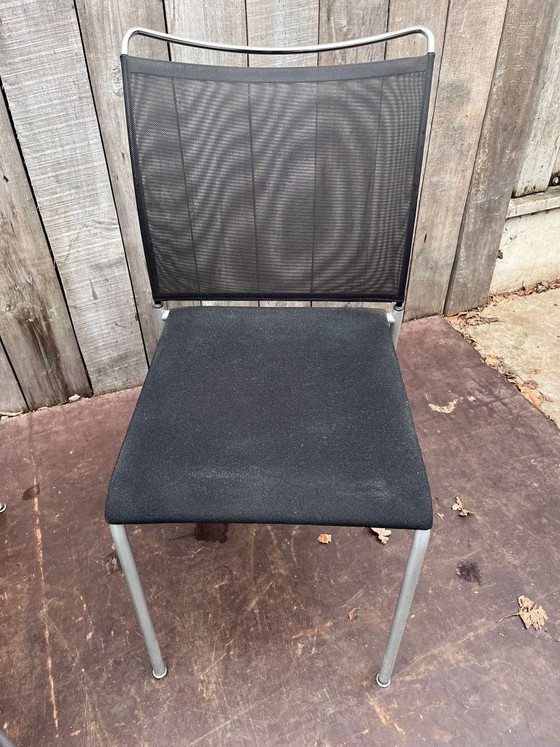 Zwitserse stoelen, Dietiker Satu (8 op voorraad), Eetkamerstoelen, Metaal, Textiel, Zwart, Design (foto 8 van 14)