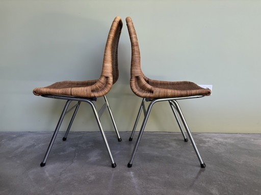 2 sedie da pranzo Dirk Van Sliedregt – eetkamerstoelen, Metal, Rattan (photo 2 of 15)