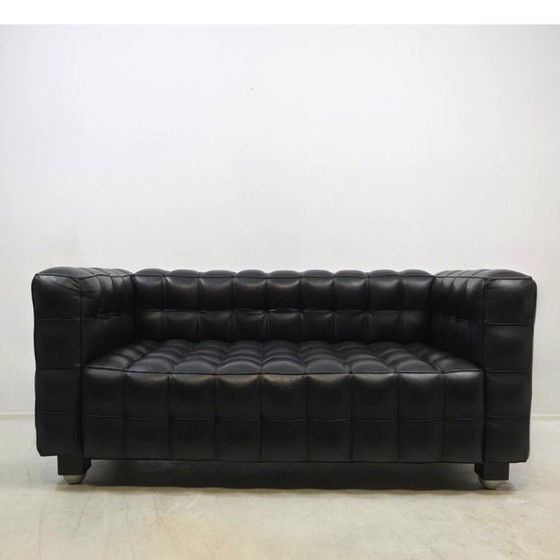 Cube de Josef Hoffmann. Ensemble de 2 canapés deux places, cuir noir – Canapés 2 places, Leather (photo 3 of 11)