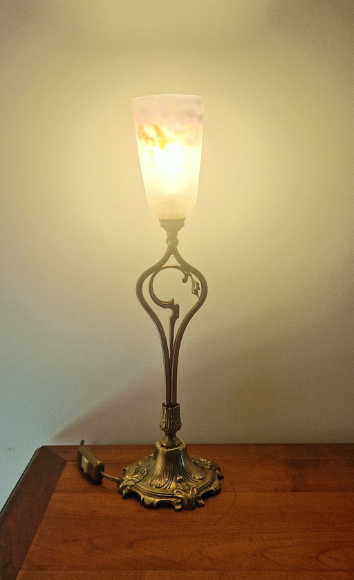 Bronze Art Nouveau style lamp Signed Müller Frères