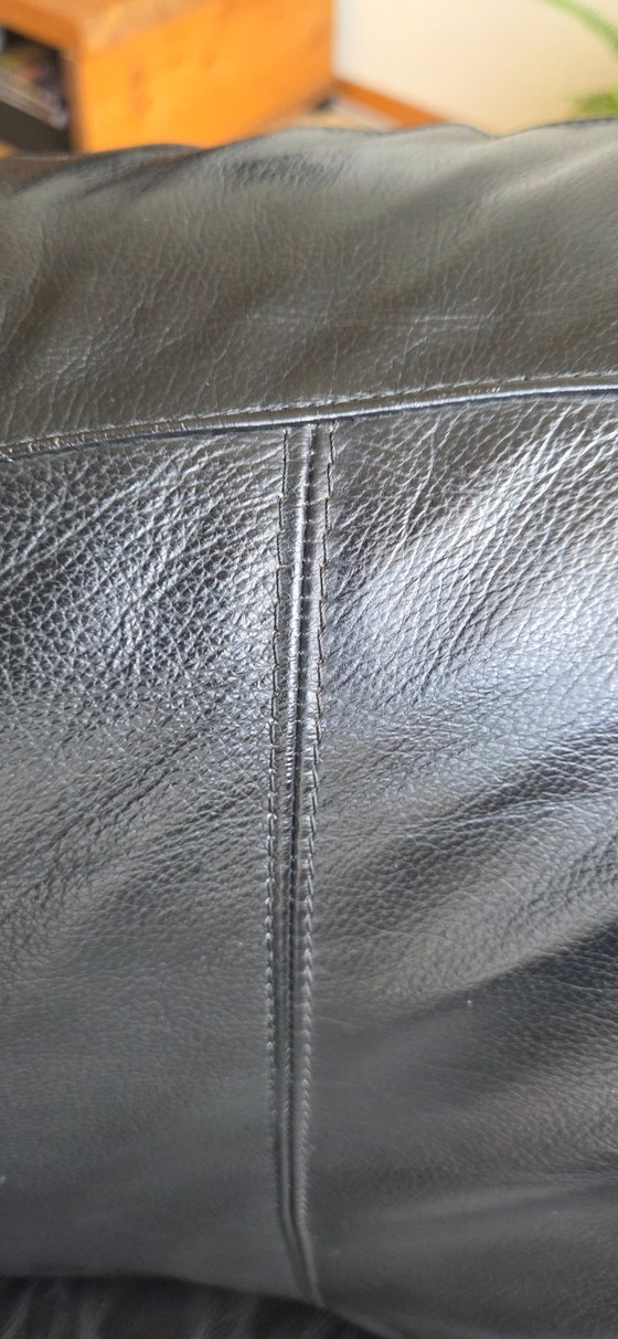 Vladimir Kagan stijl Nautilus reproductie., Possibly Weiman., Fauteuils, Leer, Zwart, Vintage (foto 9 van 15)