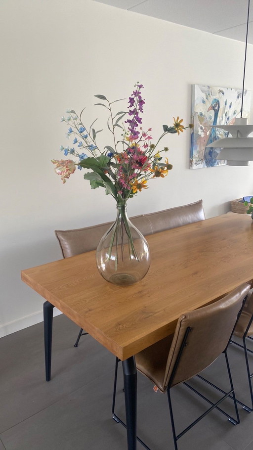 Oak table with Rialto black spider legs Enzo Luca 220 x 100