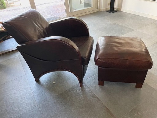 BAXTER chair type Itala ( 2 chairs)Tuscany leather color Luca. matching ( 1 hocker in color Tuscany leather L