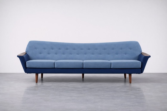 Image 1 of Vintage Mid-Century Scandinavian Modern Blue Velvet Living Room Set by Holm Fabriker AB, Set of 2, 1960s