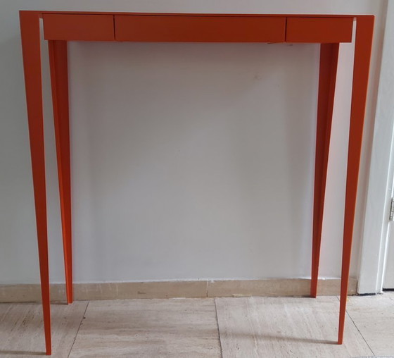 Image 1 of Orange Console/Dressing Table with 3 Drawers