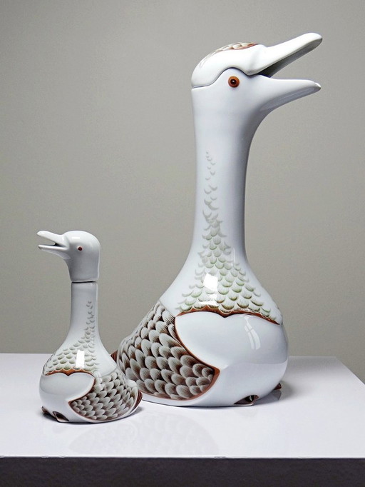 Vintage-Karaffe und Miniaturflasche von Haviland Castel aus den 80er Jahren, nach einem Entwurf von Sandoz für Chabot.