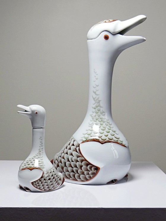 Image 1 of Vintage 80s Haviland Castel carafe and miniature bottle set, after Sandoz for Chabot