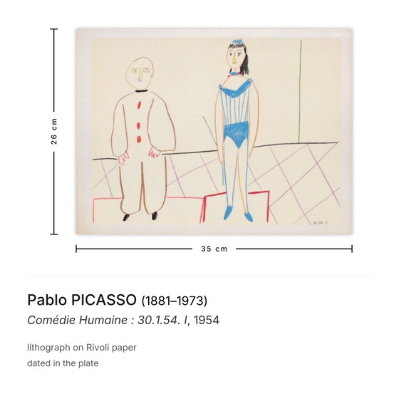 Pablo Picasso Lithograph Comédie Humaine : 30.1.54. I – Lithographs & prints, Paper (photo 3 of 5)