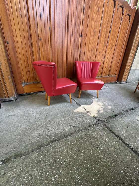 Set of Mid-Century Sky Red Cocktail Chairs, 1950s – Armchairs, Mid Century Modern (photo 7 of 7)