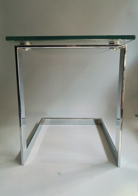 Image 1 of Table d'appoint moderne en verre Gerba verre chromé
