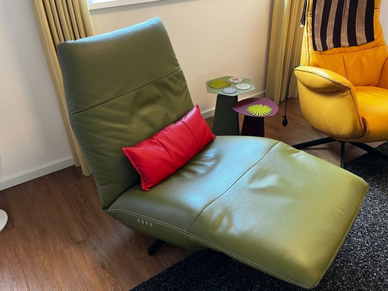 Image 1 of Luxury Thomas Electric Recliner Chair - Apple Green Toledo Leather, Dual Motor, Headrest & Lumbar Support - Like New