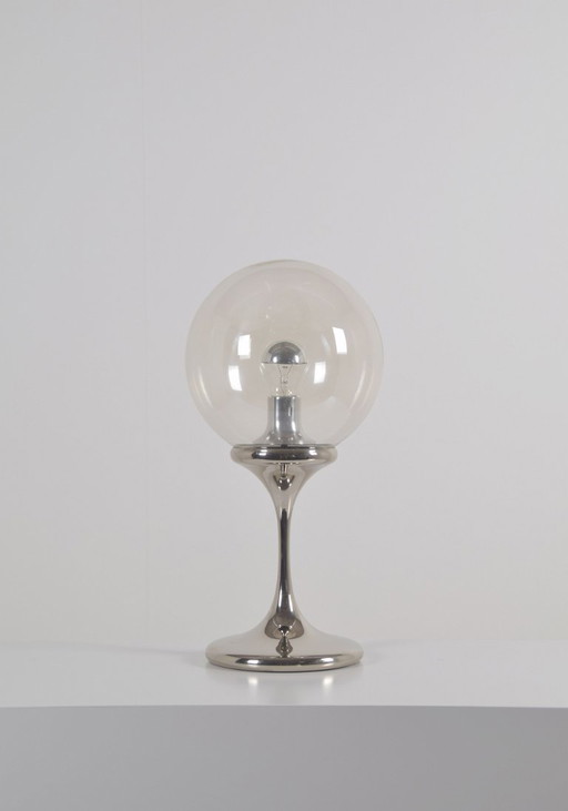 Lampe Space Age de Doria Leuchten avec chrome et verre, années 70