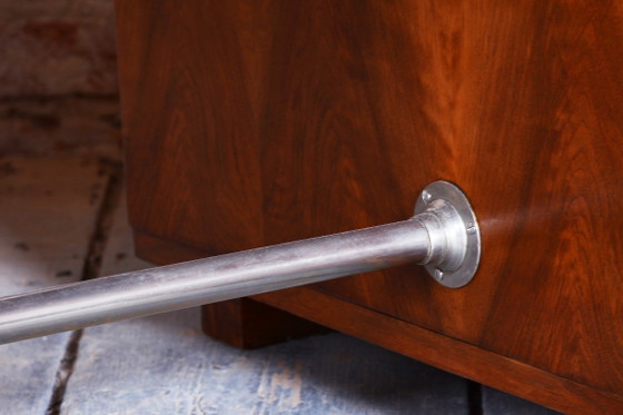 Restored Art Deco Writing Desk, By UP Závody, Walnut, Repolished, Czech, 1930s – Metal, Wood (photo 15 of 19)
