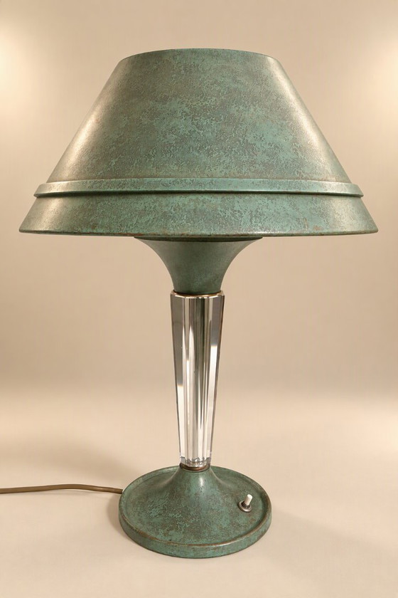 Art Deco Designlampe Gênet et Michon ( Paris ca. 1930 ) – Tischlampen, Metal (photo 12 of 15)