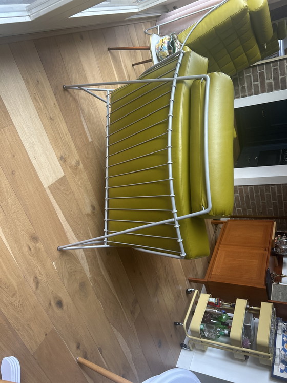 Image 1 of Design Leer Fauteauils Leolux model Volare. Pistache kleur, Frame Epoxy