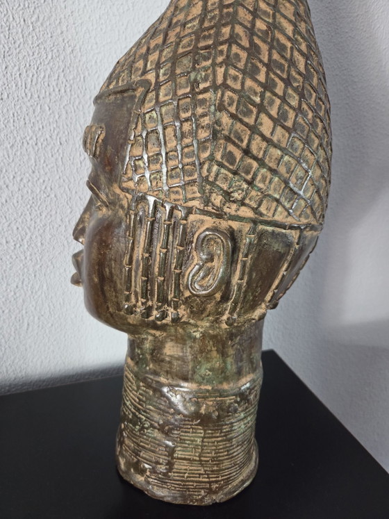Benin Bronze Head Queen Mother (Iyoba) Idia – Sculpture (photo 8 of 13)
