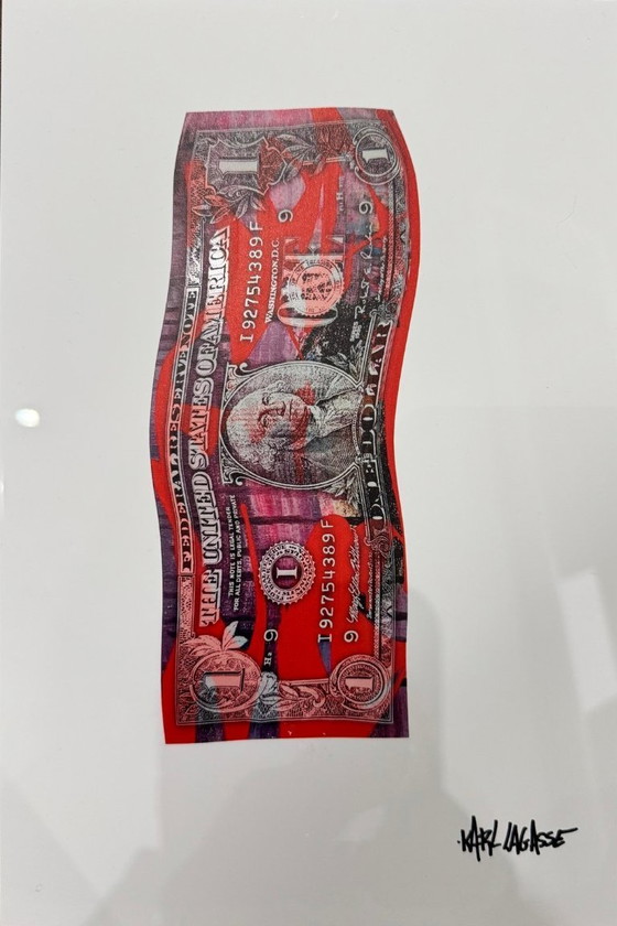 Image 1 of Karl LAGASSE - One Dollar in my red canvas - Impression plexiglas
