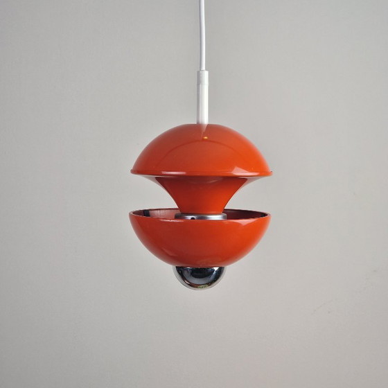 Image 1 of Vintage Kaiser Leuchten hanglamp – ontwerp Klaus Hempel – Space Age (1970s, Duitsland) – Oranje