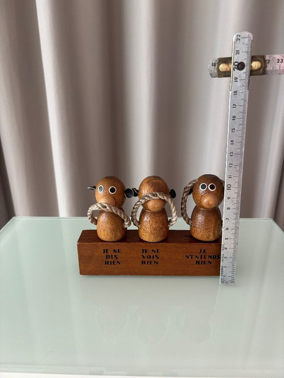 Set de abrebotellas 'Tres Monos Sabios', madera, Objetos decorativos, Metal, Marrón, Vintage (foto 4 de 8)