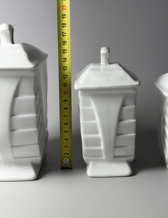 Image 1 of Set of Three Art Deco Porcelain Storage Jars