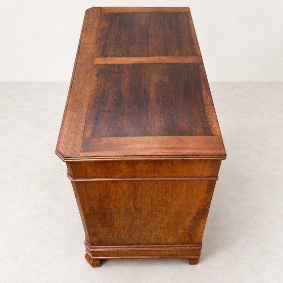 Louis-Philippe style walnut chest of drawers with four drawers, Wood, Brown (photo 7 of 10)