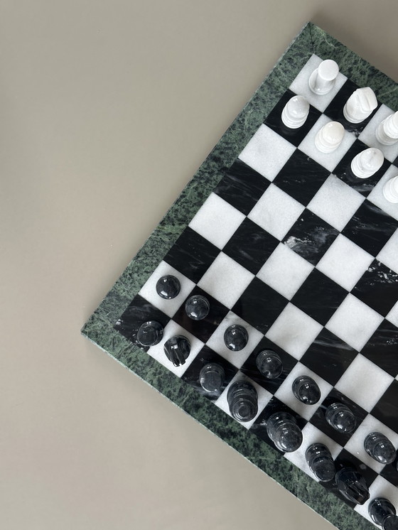 Image 1 of Marmeren schaakspel XL groot schaakset bord steen 